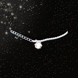 925 sterling silver anklet bracelet with rhinestone charm NEW